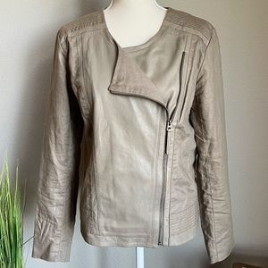 Lucky Brand Lamb Leather Linen Moto Jacket 7W30666